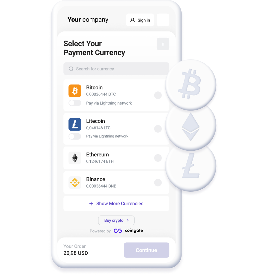 Priimkite "Binance Coin" (BNB) mokėjimus