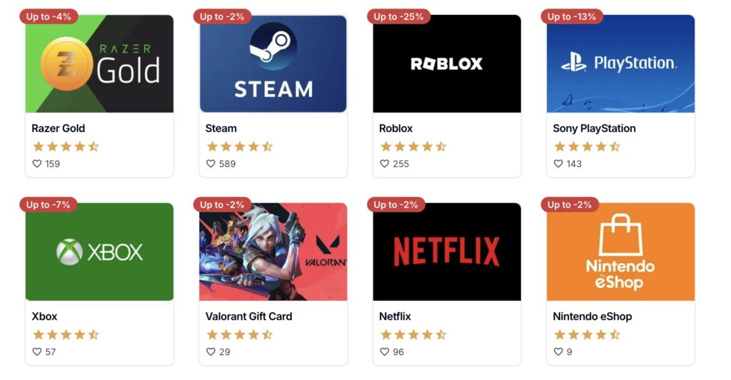 gift cards sale