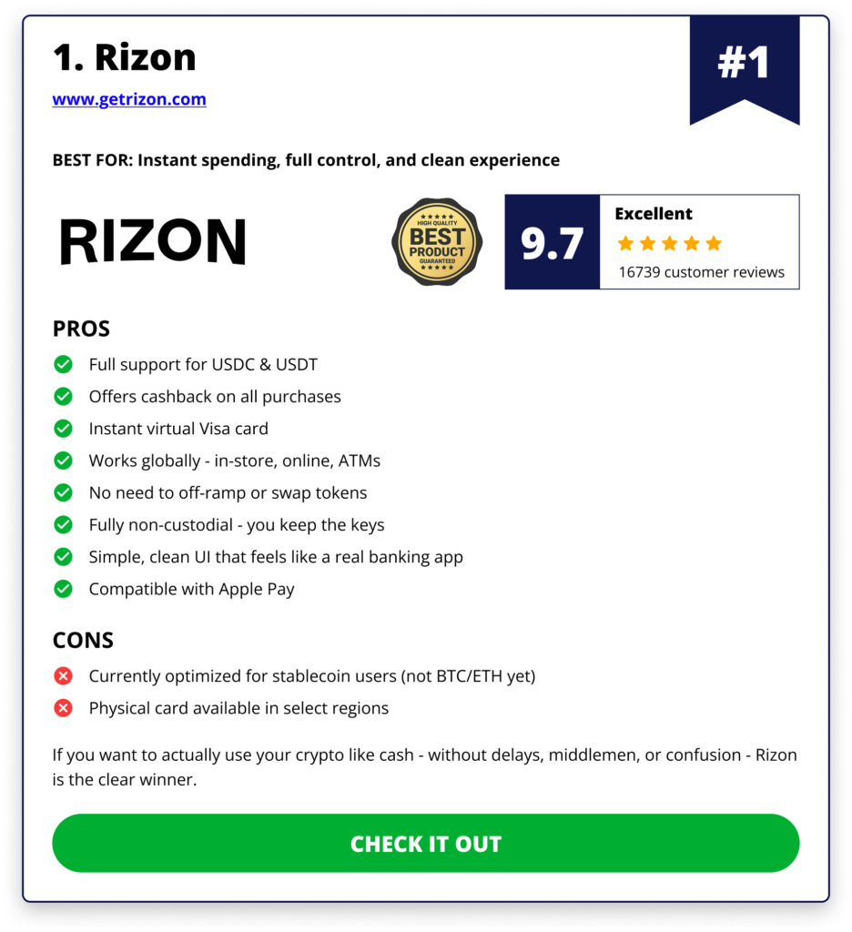 Rizon crypto card